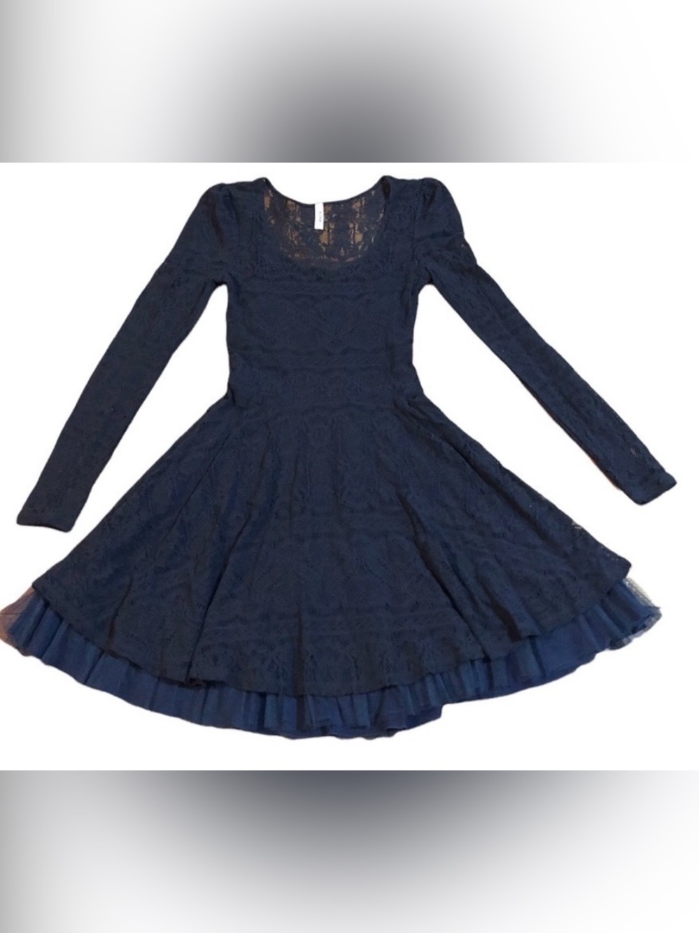 Free People Black Lace Long-Sleeve Skater Dress - Picture 3 of 9